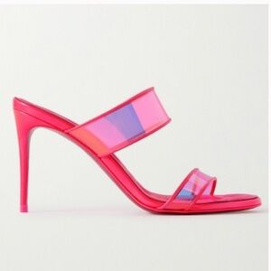 Christian Louboutin Just Loubi 85 PVC Pink Mules 40.5